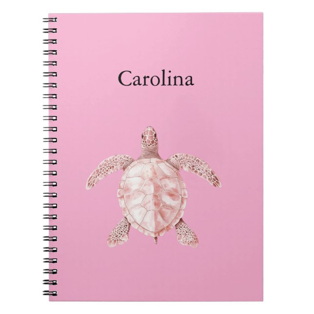 Caderno Espiral Tartaruga Marinha Rosa (Frente)