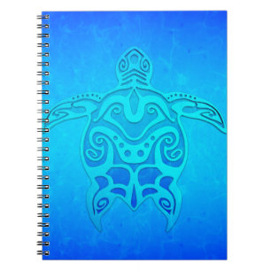 Caderno Espiral Tartaruga tribal azul
