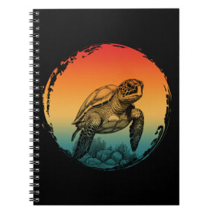 Caderno Espiral tartaruga verão oceano pôr do sol