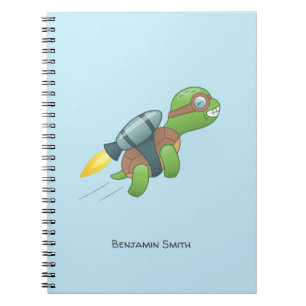 Caderno Espiral Tartaruga voadora com azul-mochila