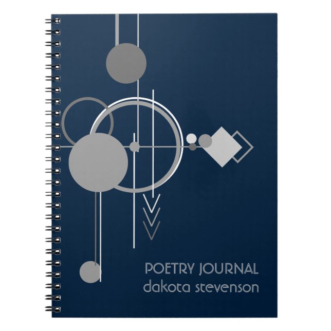 Caderno Espiral Tattoos Modern Art Deco | Marca Preta e Cinza (Frente)