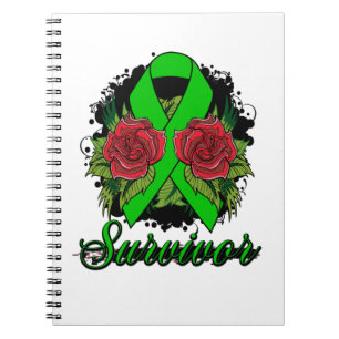 Caderno Espiral Tatuagem cor-de-rosa do Grunge do sobrevivente da