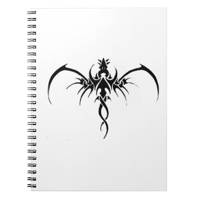 Caderno Espiral Tatuagem de dragão negro (Frente)