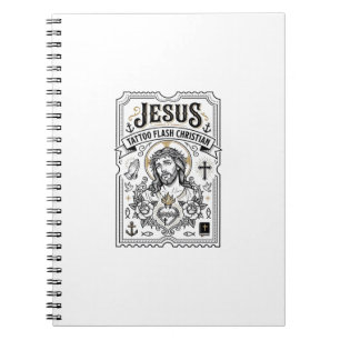 Caderno Espiral Tatuagem Jesus Flash Cristão Jesus Tatuagem Flash