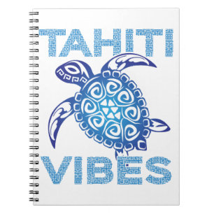 Caderno Espiral Tatuagem Tribal Tártaruga Marinha Azul Polinésia V