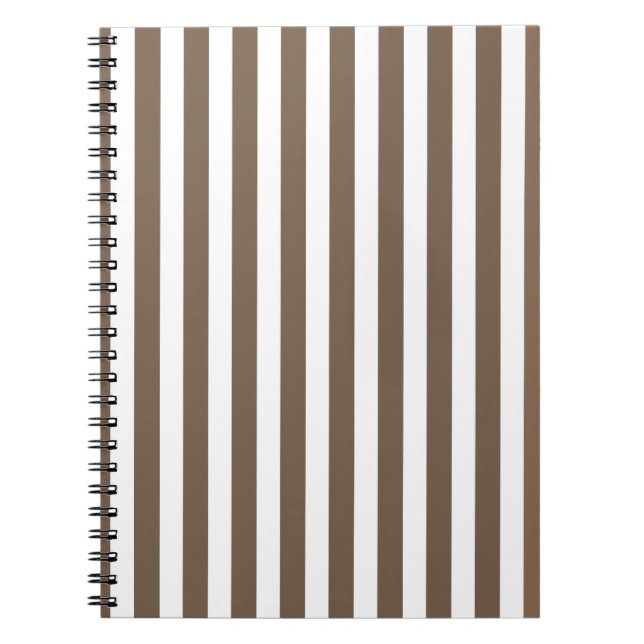 Caderno Espiral Taupe e listras brancas de doces (Frente)
