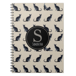 Caderno Espiral Taupe e Watercolor Black Cat Lover