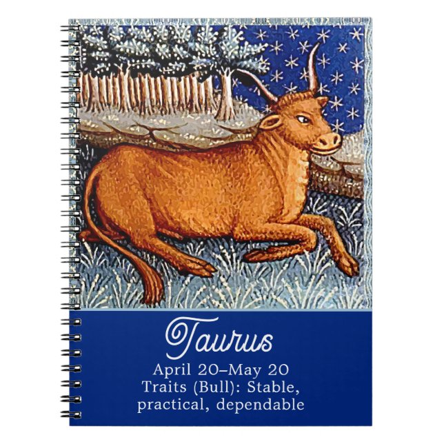 Caderno Espiral Taurus, Festa de aniversário de Sinal Zodiac Bull (Frente)