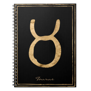 Caderno Espiral Taurus martelou o ouro estilizado símbolo de astr