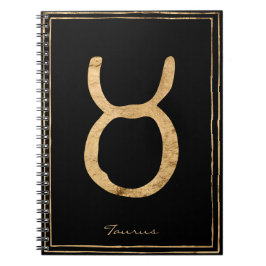 Caderno Espiral Taurus martelou o ouro estilizado símbolo de astro