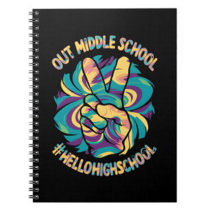 Caderno Espiral Tchau Escola Secundária Olá Escola Superior Tie Dy