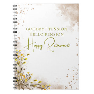 Caderno Espiral Tchau Tensão Olá Pensão Aposentadoria Elegante