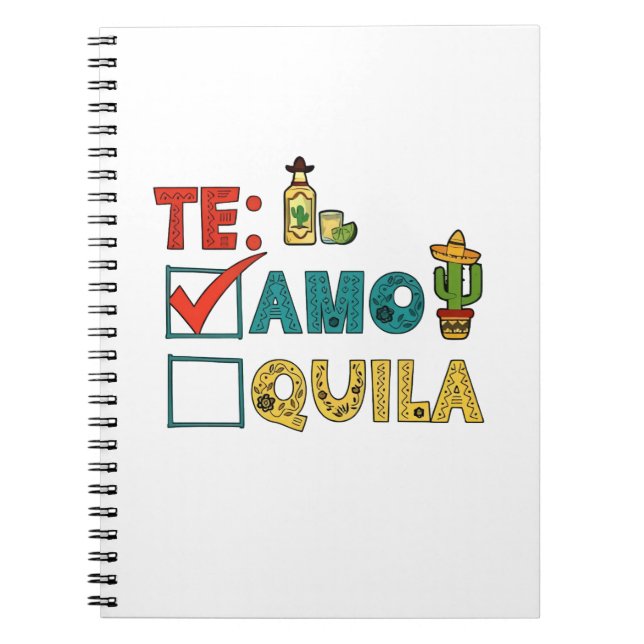 Caderno Espiral Te Amo Tequila Cinco De Mayo Funny (Frente)