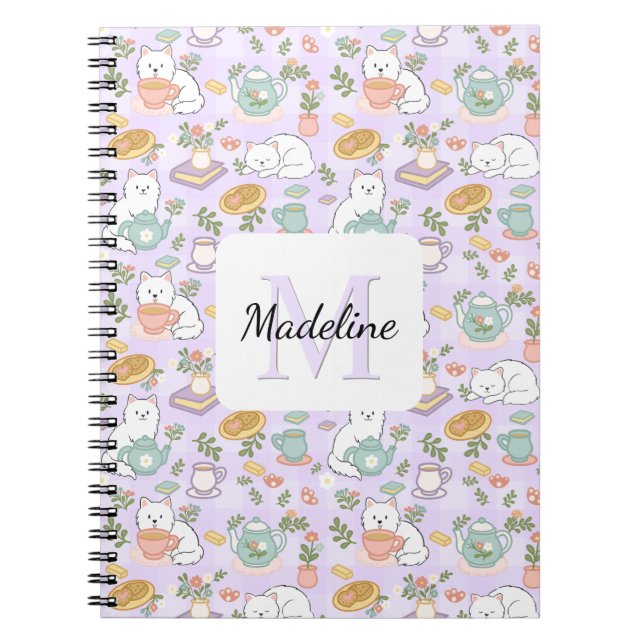 Caderno Espiral Tea & Bookish Cats Spiral Notebook (Frente)