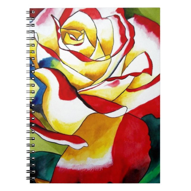 Caderno Espiral Tea Rosa watercolor original art Flower (Frente)