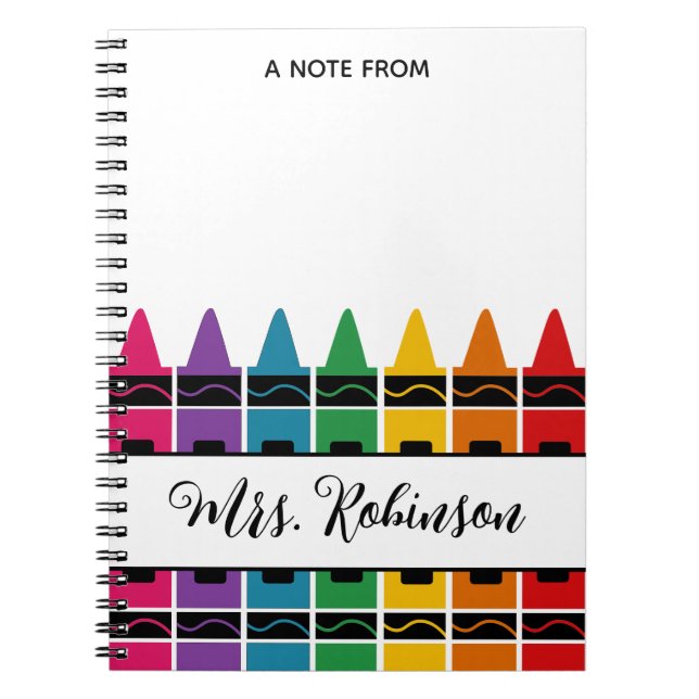 Caderno Espiral Teacher Appreciation Rainbow Crayon Notepad (Frente)