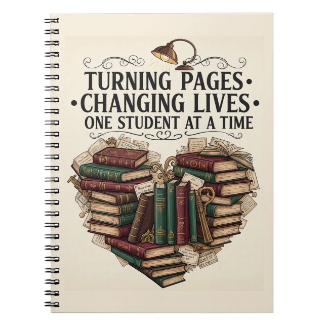 Caderno Espiral Teacher Journal Notebook | Turning Pages Heart (Frente)