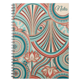 Caderno Espiral Teal and Coral Nouveau Flow