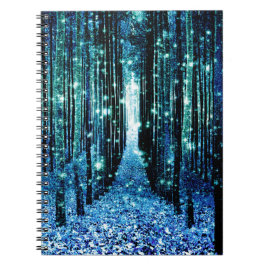 Caderno Espiral Teal de Turquesa da Floresta Magnética