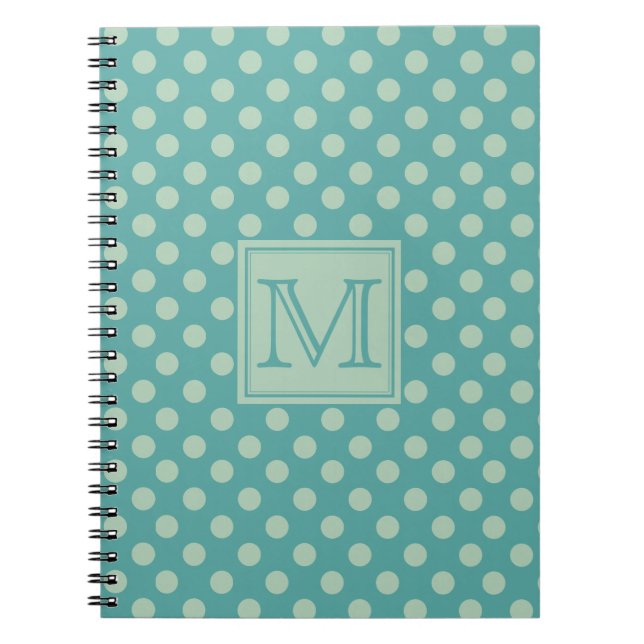 Caderno Espiral Teal Dots Pattern Monogram (Frente)
