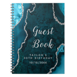 Caderno Espiral Teal e Silver Agate Aniversário do Livro