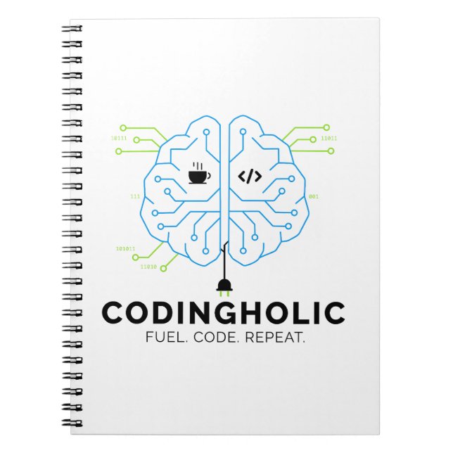 Caderno Espiral Tech Brain Coding Notebook for Programmers (Frente)