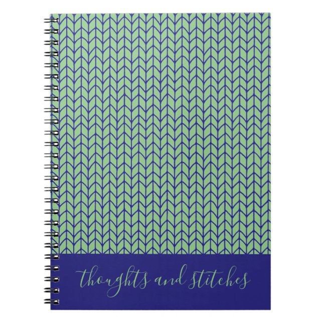 CADERNO ESPIRAL TECIDO AZUL VERDE 6,5x8,75 + Texto (Frente)