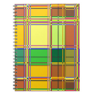 Caderno Espiral Tecido Colorido Caribenho Madras Xadrez