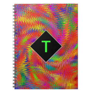 Caderno Espiral Tecido Xadrez com Monograma Colorido