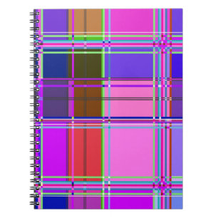 Caderno Espiral Tecido Xadrez Rosa Padrão de Tecido Madras