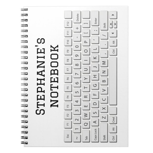 Caderno Espiral Teclado gigante de computador QWERTY letras novida (Frente)