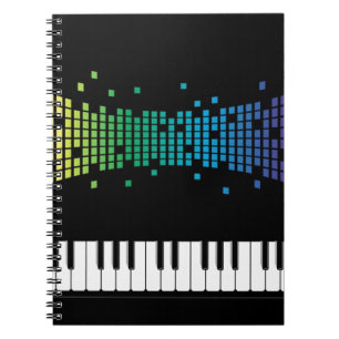 Caderno Espiral Teclado instrumental para piano de música multicol