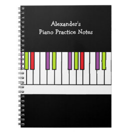 Caderno Espiral Teclas de Piano Coloridas Música Prática Personali