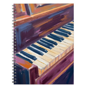 Caderno Espiral Teclas de Piano Pintura de Pianista