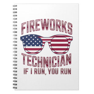 Caderno Espiral Técnico de Fogos de Artifício 4 de Julho Engraçado