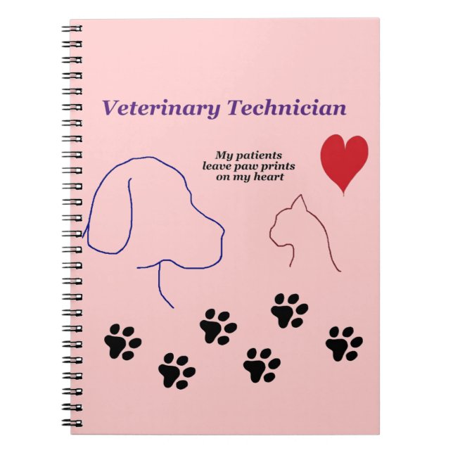 Caderno Espiral Técnico veterinário - impressões da pata em meu (Frente)