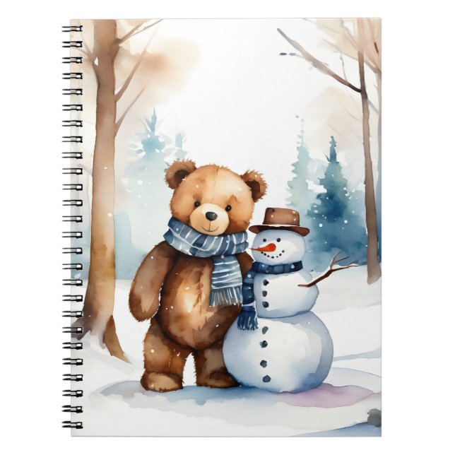Caderno Espiral Teddy Bear Com Snowman (Frente)