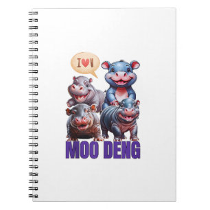 Caderno Espiral Tee Cute Hippo Moo Deng, Legal Moo Deng Hippo Love