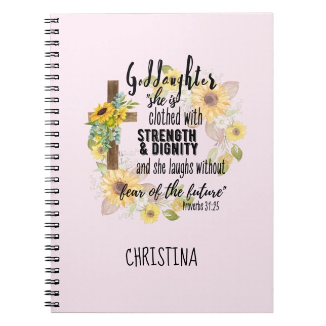 Caderno Espiral Teen Godchild Gift - Citação personalizada do prov (Frente)