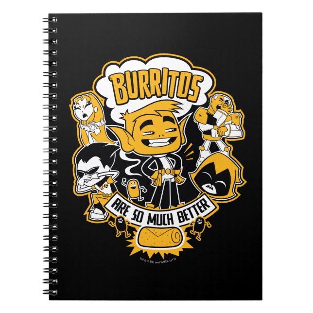 Caderno Espiral Teen Titans Go! | Beast Boy "Burritos São Melhores (Frente)