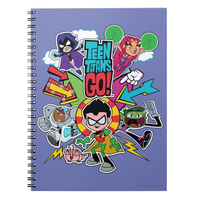Caderno Espiral Teen Titans Go! | Equipe Gráfica da Flecha (Frente)