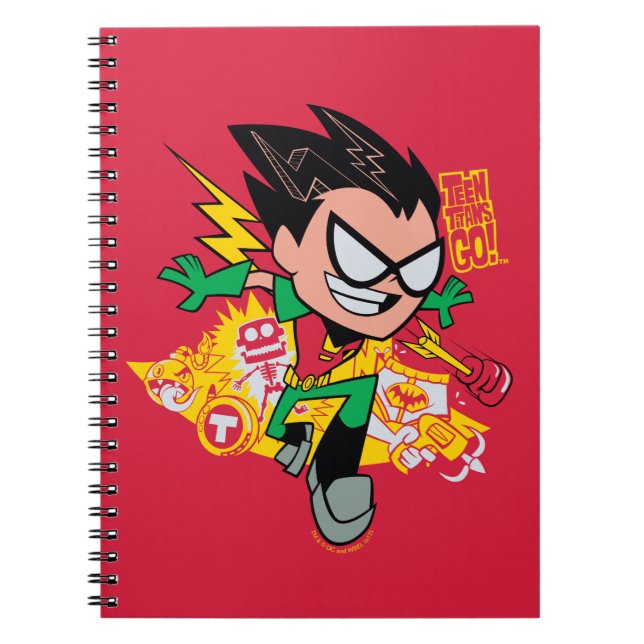 Caderno Espiral Teen Titans Go! | Gráfico Arsenal de Robin (Frente)