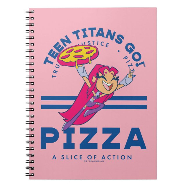 Caderno Espiral Teen Titans Go! Starfire "Truth Justice Pizza" (Frente)