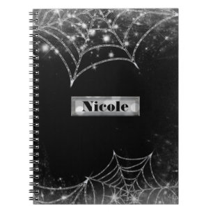 Caderno Espiral Teias de aranha espumantes Glam do Halloween