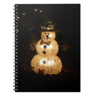 Caderno Espiral Tela de luz de feriado Snowman