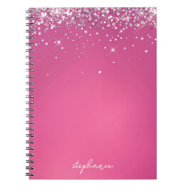 Caderno Espiral Tela Rosa Moderna Personalizada