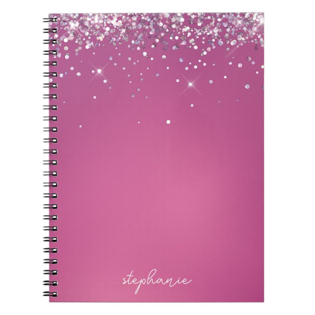 Caderno Espiral Tela Rosa Moderna Personalizada (Frente)