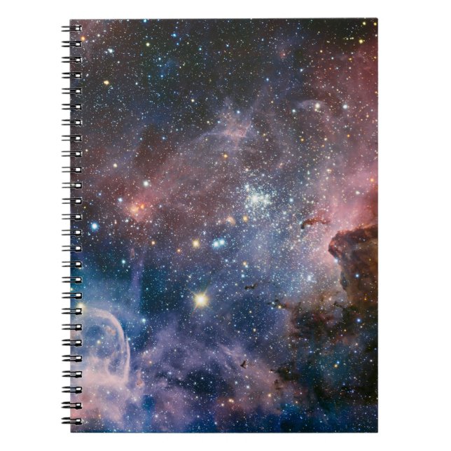 Caderno Espiral Telescópio do Hubble da Nebulosa Vermelha e Azul (Frente)
