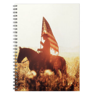 Caderno Espiral Tema da bandeira do Cowboy Portrait USA.