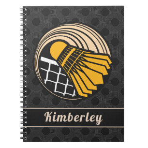 Caderno Espiral Tema de Badminton Elegante Nome do Jogador de Pete